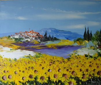 peintre Provence peinture Provence, villages provençaux, lavande, coquelicot, tournesol