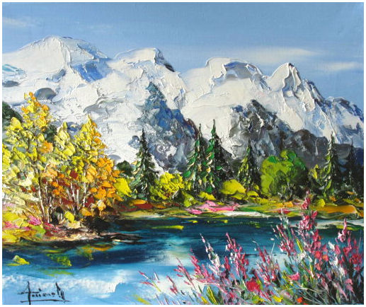Peinture Chamonix le Lac des Gaillands