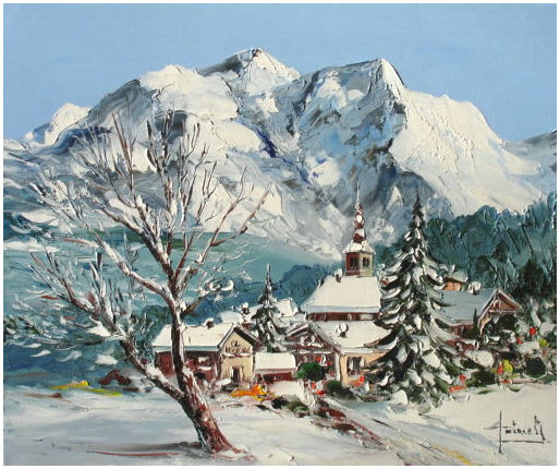 Peinture Mont Blanc vu de Combloux