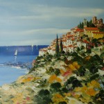 TABLEAU PEINTURE D&rsquo;EZE VILLAGE ( OIL PAINTING EZE VILLAGE )