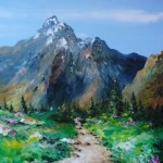 TABLEAU PEINTURE SENTIER DE MONTAGNE (OIL PAINTING MOUNTAIN FOOTPATH)