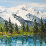 TABLEAU PEINTURE LE LAC DES GAILLANDS (OIL PAINTING LAKE OF GAILLANDS)