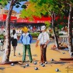 TABLEAU PEINTURE DE LA PETANQUE (OIL PAINTING LA PETANQUE)
