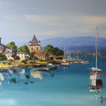 TABLEAU PEINTURE VILLAGE D&rsquo;YVOIRE (OIL PAINTING YVOIRE)