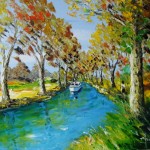 TABLEAU PEINTURE DU CANAL DU MIDI (OIL PAINTING THE CANAL DU MIDI)