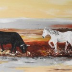 TABLEAU PEINTURE (OIL PAINTING) HOMMAGE A LA CAMARGUE