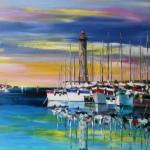 TABLEAU PEINTURE D&rsquo;UN SOLEIL COUCHANT ( OIL PAINTING AT SUN-SET)