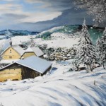 TABLEAU PEINTURE D&rsquo;UN PAYSAGE DE NEIGE (OIL PAINTING SNOW LANDSCAPE)