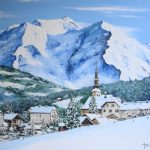 TABLEAU PEINTURE (OIL PAINTING) COMBLOUX  MONT-BLANC  EN HIVER