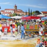 TABLEAU PEINTURE UN MARCHÉ (OIL PAINTING A MARKET)
