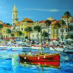 TABLEAU PEINTURE BARQUE A SANARY (OIL PAINTING SANARY FISHING-BOAT)