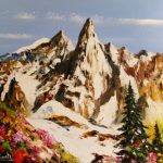 TABLEAU PEINTURE LES DRUS A CHAMONIX ( OIL PAINTING LES DRUS IN CHAMONIX)