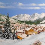 TABLEAU PEINTURE DE LA CLUSAZ ( OIL PAINTING LA CLUSAZ)