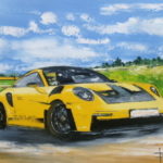 TABLEAU PEINTURE D&rsquo;UNE VOITURE PORSCHE ( OIL PAINTING PORSCHE CAR)