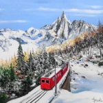TABLEAU PEINTURE (OIL PAINTING) Petit train du Montenvers