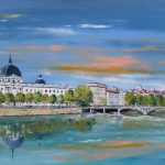 TABLEAU PEINTURE ( OIL PAINTING ) LYON: L&rsquo;HÔTEL-DIEU