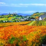 TABLEAU PEINTURE  D&rsquo;UN VIGNOBLE DE SAVOIE (OIL PAINTING VINEYARD IN SAVOIE)
